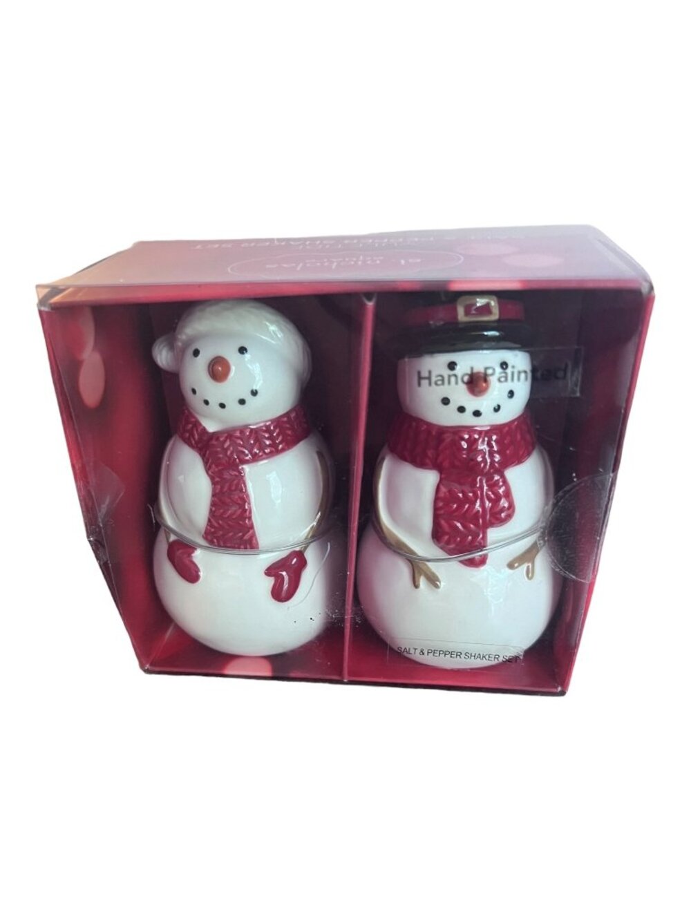 St Nicholas Square Snowman Salt Pepper Shakers Christmas Yuletide New